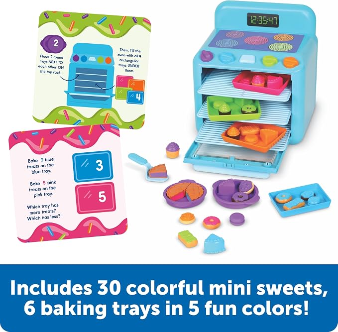 Learning Resources Sorting Sweets Mini Oven, Play Food, Kids Kitchen Playset, Pretend Play Toys, Mini Food, Sorting Toys, Montessori Cooking Set for Toddlers - Image 3