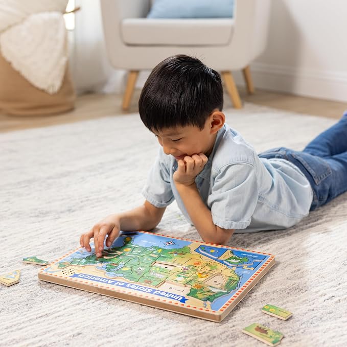Melissa & Doug USA Map Sound Puzzle - Wooden Puzzle with Sound Effects (40 pcs) - Image 8