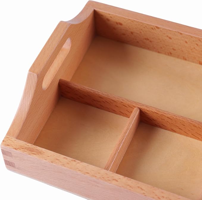 Premium Montessori 3-Compartment Sorting Tray – Solid Beechwood Classification Tray, Practical Life Activity for Sorting, Counting & Fine Motor Skills, Homeschool Classroom Kids Toddlers Ages 3-6 - Image 2
