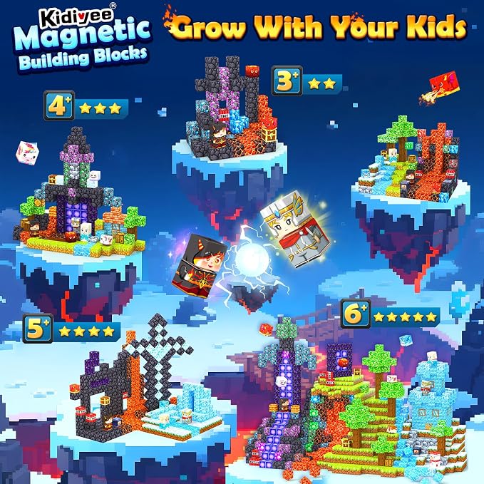 200PCS Magnetic Blocks - Build Mine Magnet World, Magnetic Building Blocks for Kids Ages 4-6 6-8 8-12, STEM Educational Sensory Toys for Boys & Girls, Birthday Toys Gifts for Kids - Image 3