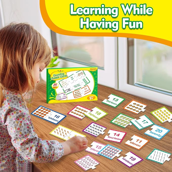 Kasfalci Number Puzzle Flash Cards, Back to School Supplies, 80 PCS Counting Math Flashcards for Kids Toddler, Matching Games, Preschool Kindergarten Activities Classroom Must Haves - Image 7
