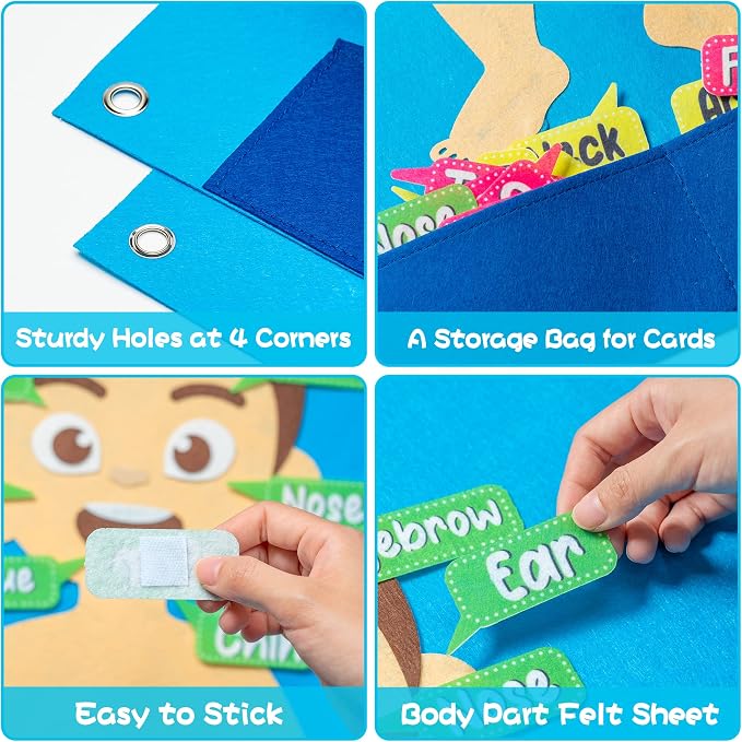 WATINC Body Parts Felt Story Board Set - 35Pcs Flannel Teaching Kit (White) - Image 3