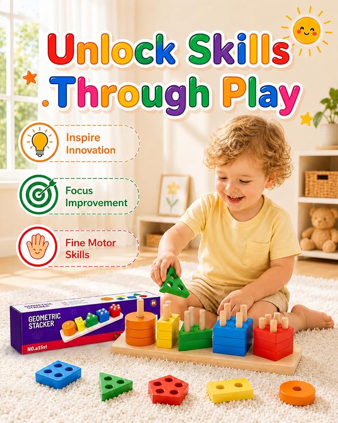 Montessori Toys for 1 2 3 Year Old Boys Girls Toddlers, Wooden Toys Gifts - Image 5