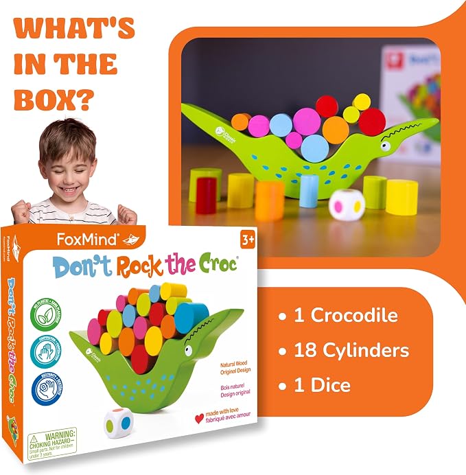 FoxMind Games Don't Rock The Croc, Toddler Boy Girl Games, Kids Games 3-5, Multiplayer 3 Year Old Board Games for Family Fun - Image 6