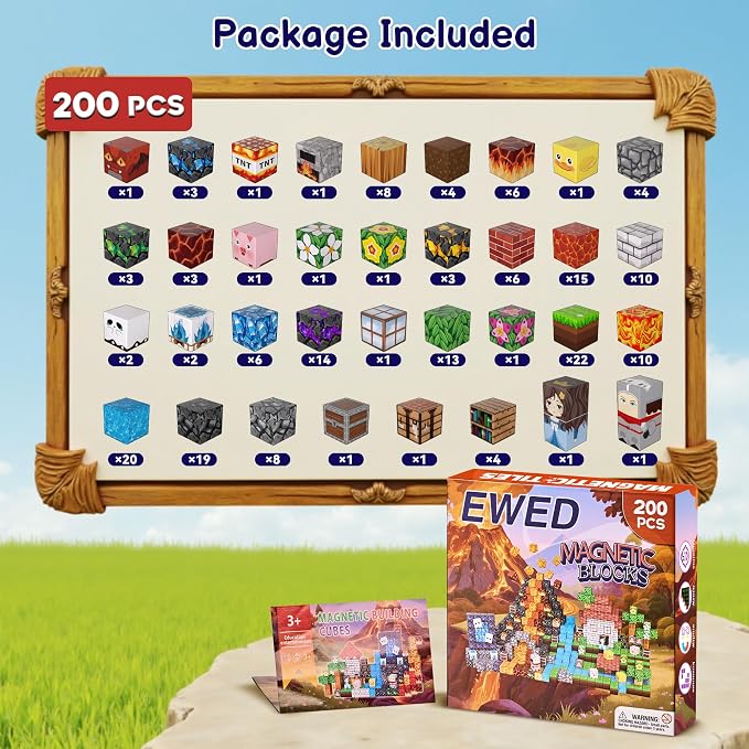 200PCS Magnetic Blocks, Magnetic Building Blocks Cubes Tiles for Kid - Image 4