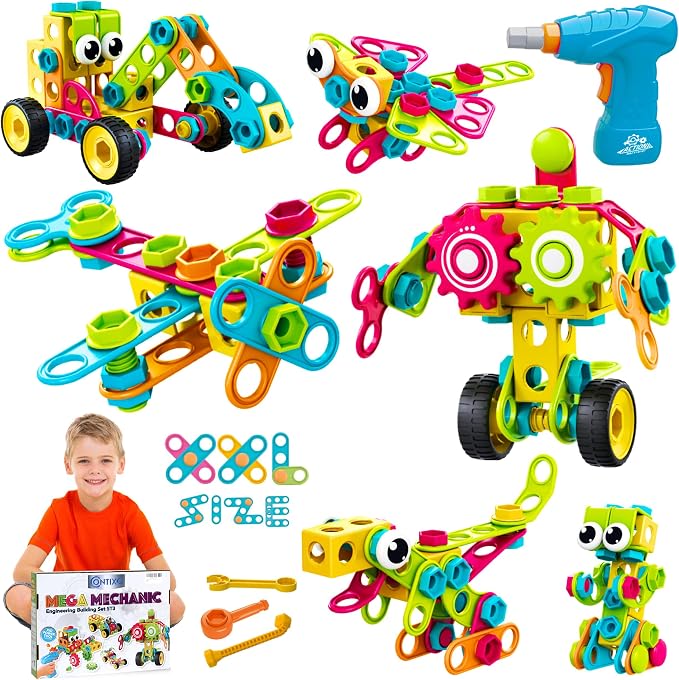Contixo ST3 Kids Toys - 223 PCs 3D Building Blocks STEM Construction Playboards Creativity, Imagination, Recreational, Educational for Children Toddler, 3+ Year Old Boys and Girls by Contixo