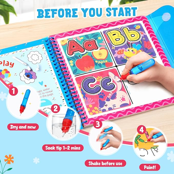 JoyCat Alphabet Water Coloring Book for Toddlers 3-5, Reusable 14 Pages - Image 2