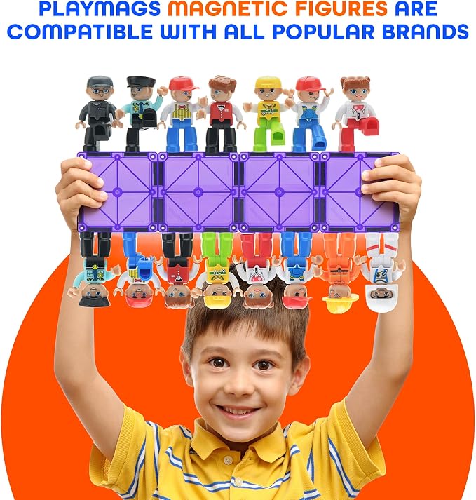 Playmags Large Magnetic Figures Community Set of 15 Pieces – 3” Play People Perfect for Magnetic Toys Building Blocks - STEM Learning Toys for Kids – Magnet Tiles Expansion Accessories Pack - Image 3
