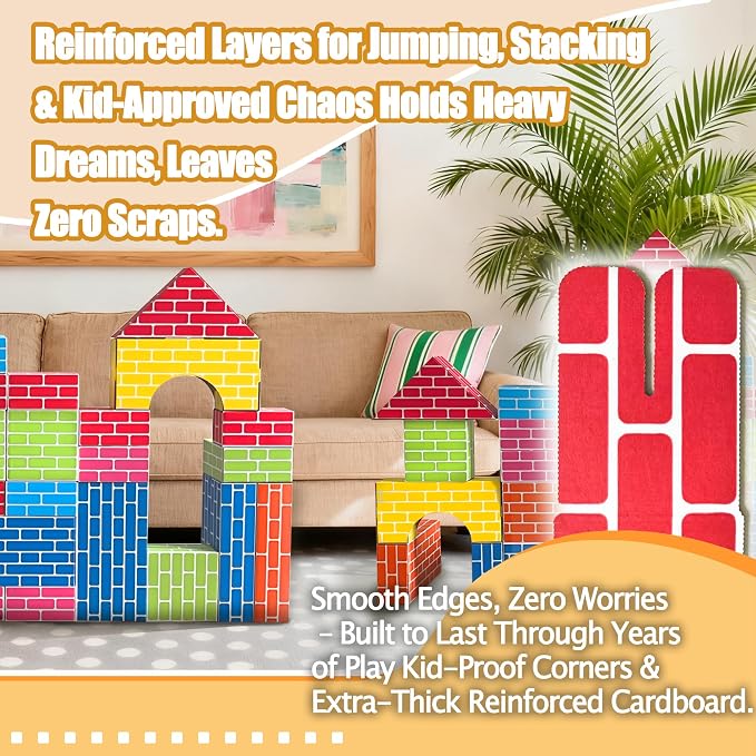 Cardboard Building Blocks for Kids 36pcs: Jumbo Gifts Heavy Duty Develop Creative Thinking Spatial Reasoning Easy to Assemble - Image 5
