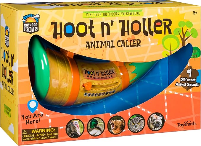 Toysmith Outdoor Discovery Hoot-N-Hollar Animal Caller Horn – 9 Realistic Wildlife Sounds Toy for Kids Ages 5+ – Portable Sound Effects Machine with Strap & Batteries Included by ToysmithHome