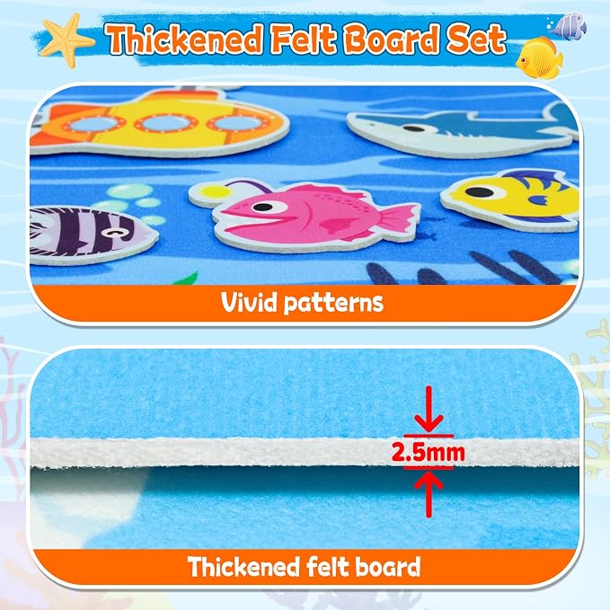 Taika 70Pcs Ocean Creatures Felt Story Board Set, 43x28inches Flannel Board - Image 3