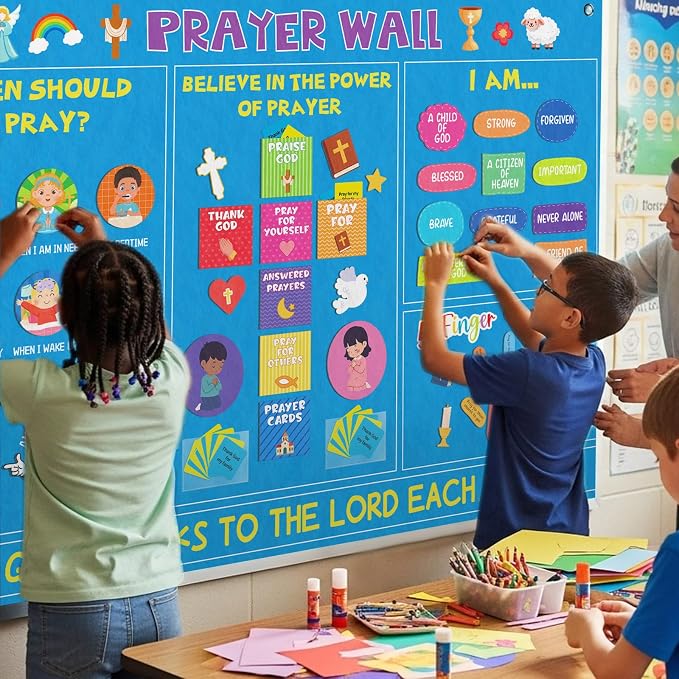 Cinrobiye Christian Prayer Wall Felt Board Kit, Bible Prayer Bulletin Board with Prayer Request Cards, Reusable Church Prayer Wall Decorations for Bible Study, Worship, Prayer Room Home Decor - Image 6