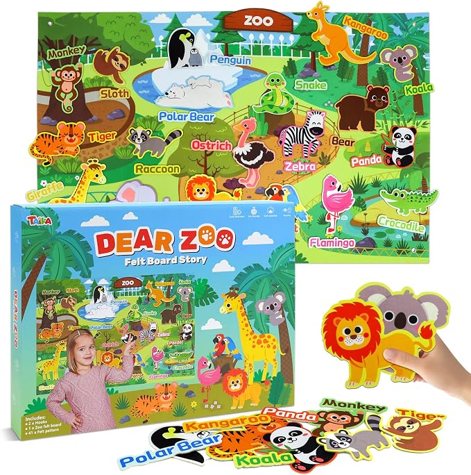 Taika 43x28 inch Zoo Animals Felt Story Board Set, 41Pcs Jungle Animals Toys, Thicker Flannel Board, Preschool Learning Toy, Interactive Storytelling Teaching Play Activity Kits - Image 6