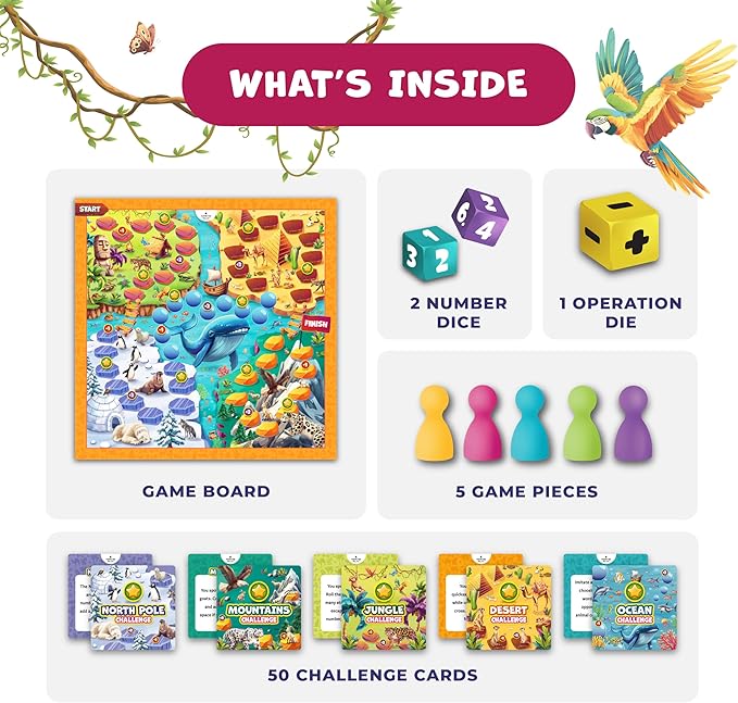 Number Hunter Math Board Game – Addition & Subtraction Adventure for Kids Ages 4-8 – Fun Educational STEM Game for Kindergarten, 1st-3rd Grade, Homeschool & Family Game Night