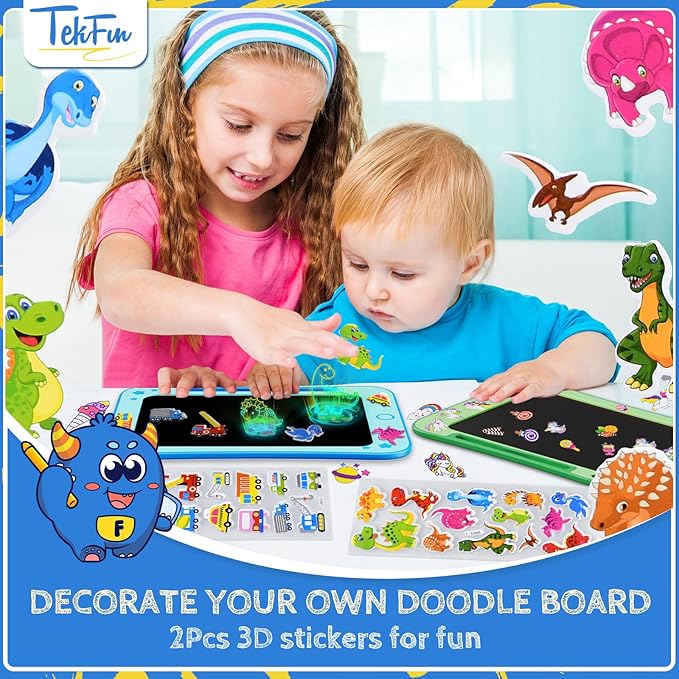 TEKFUN Toddler Kids Toys Gifts - 8.5 Inch LCD Writing Tablet Kids Doodle Board with Stickers Colorful Drawing Tablet, Kid Birthday Christmas Gifts Toys for 3 4 5 6 Years Old Boy Girl (Green)