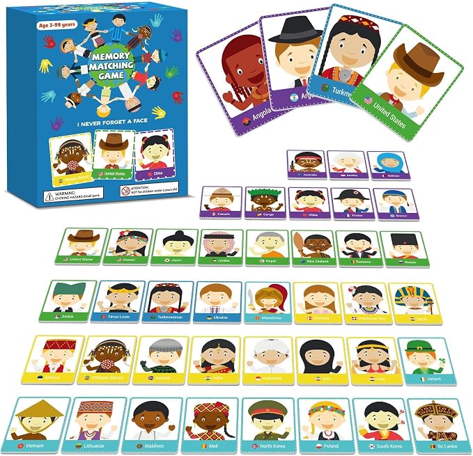gisgfim 100 PCS Memory Matching Game Never Forget a Face Concentration Memory Card for Kids Educational Ages 3-8 A Fun & Fast Matching Games by gisgfim