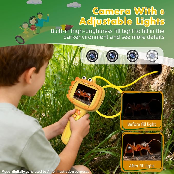 Daxiongmao Borescope Camera with Light for Kids | STEM Science Educational Toy for 3 4 5 6 7 8 9 10 Years Old Boys & Girls | Birthday Gift for Outdoor Adventures & Nature Discovery（Orange） - Image 2