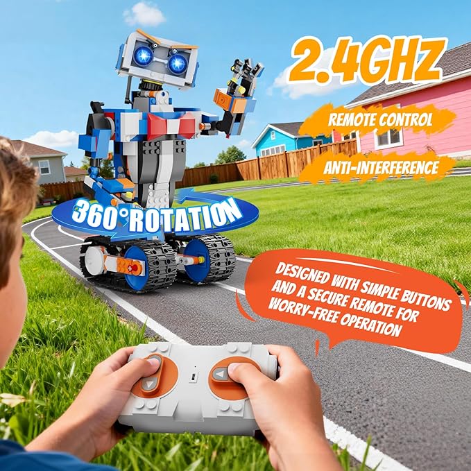 okk Robot Building Toys for Boys, STEM Projects for Kids Ages 6-12, Remote & APP Controlled Engineering Learning Educational Coding DIY Building Kit Rechargeable Robot Toy Gifts for Girls