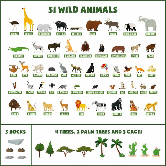 BONNYCO Felt Board for Toddlers with 116 Jungle Animals Figures. Montessori and Sensory Toys, Birthday Gifts for Kids 3-8 Years Old. Educational Games Learning Activities Christmas - Image 8