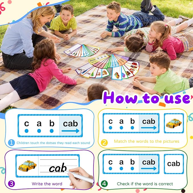 Phonics Flash Cards for Kids, CVC Word Games to Learn to Speak and Spell - Image 3