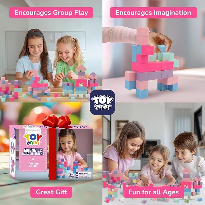 TOY Life Pastel Magnetic Blocks, 48-Piece STEM Set, Ages 3-8 - Image 5