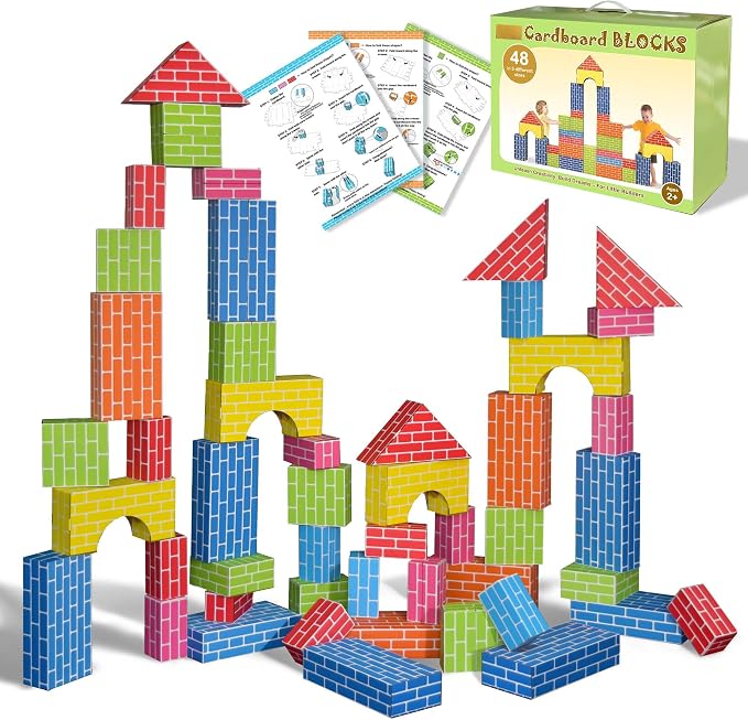 48-Pack Cardboard Building Blocks for Kids: Heavy-Duty Jumbo Stacking Gifts by Unknown
