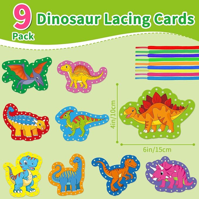 Dinosaur Lacing Cards, Sewing Kit for Kids,Fine Motor Skills Toys - Image 2