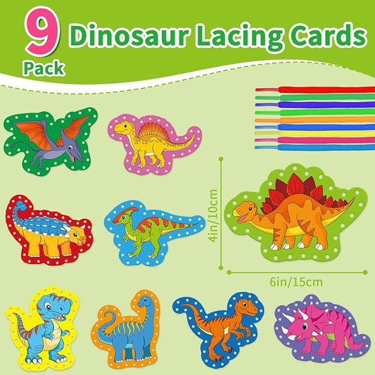 Dinosaur Lacing Cards, Sewing Kit for Kids,Fine Motor Skills Toys - Image 2