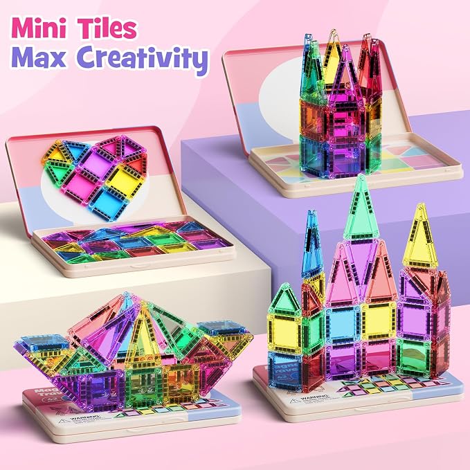 WMDXU Travel Magnetic Tiles Set : 42PCS Travel Set with Iron Box for Girls - Image 5