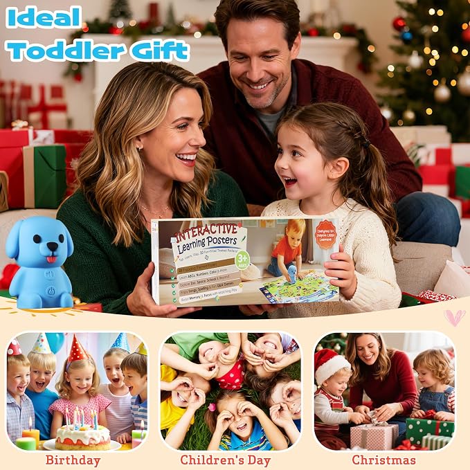 Learning Poster Mat with Talking Pen for Preschool Early Education Learning Toys, Talking Posters for Kids Grandkids, Interactive Reader Dog Sensory Autism Toys for Birthday Gifts - Image 7