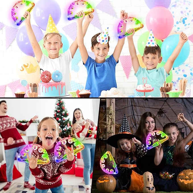 Aywewii LED Tambourine - Musical Light Up Sensory Toys for Kids with Autism, Special Needs Toys for Children, Birthday Gifts for Boys & Girls, Glow in The Dark Party Favors