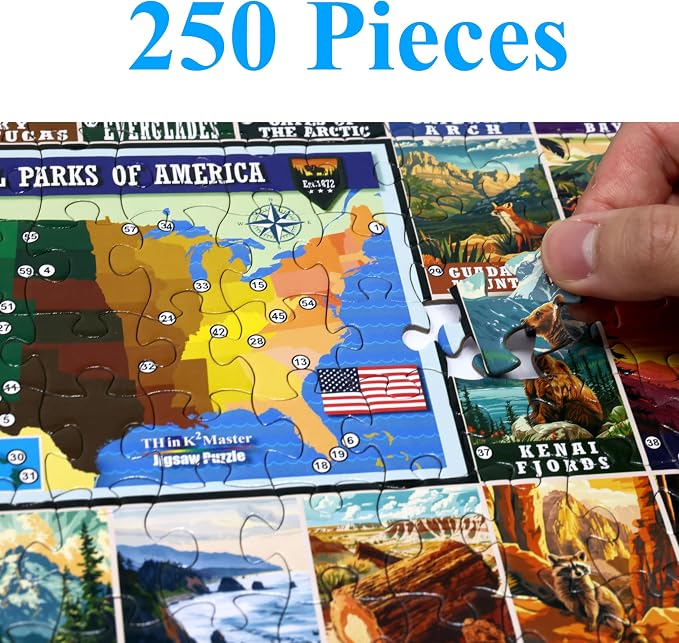 Think2Master Vintage USA National Park 250 Pieces Jigsaw Puzzle. Great for Adults and Seniors. 14.2” X 19.3” - Image 2