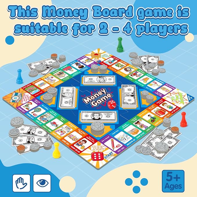 Torlam Money Board Games for Kids, Coins and Bills Toddler Pretend Play Toys, Money for Kids Learning Education Kindergarten Math Games Math Manipulatives, Homeschool Supplies Classroom Must Haves - Image 4
