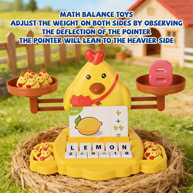 Snugzy Chicken Balance Counting Toys Math Game Montessori Toys Learning Games for Kids Educational Toy Gifts for Boys Girls Age 5-7 - Image 4