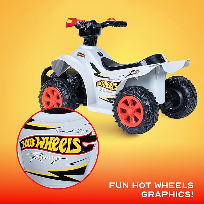 Hot Wheels - 6V ATV Quad for Kids, Powerful and Safe Ride-On Toy with Rechargeable Battery, Forward and Reverse Driving, Max Weight Capacity of 55 LBS, Ages 2-3 Years