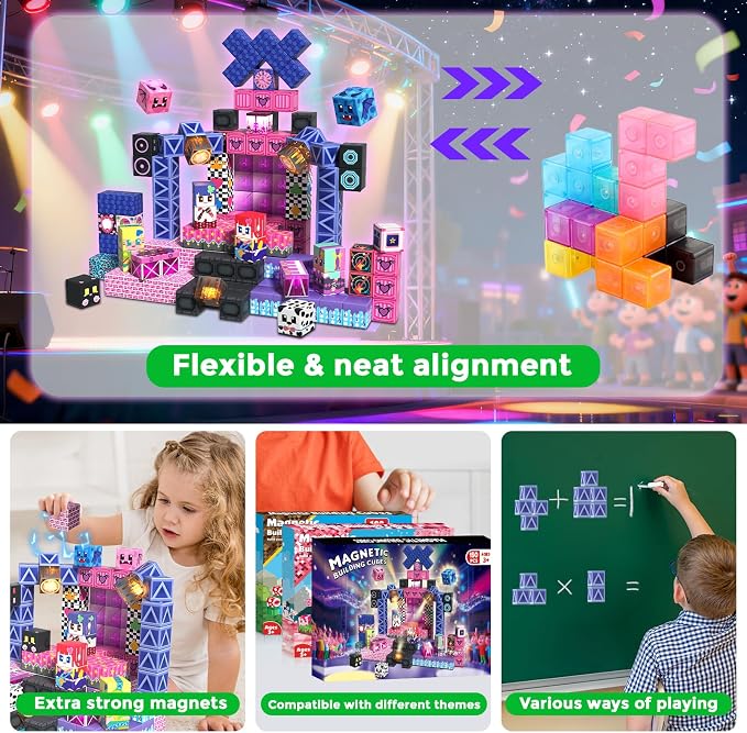 150Pcs Magnetic Blocks, Musical Band Magnetic Building Blocks, Constructions Toys for Kids Age 3 4 5 6 7 8 9 10, STEM Montessori Stacking Toy Boys & Girls Birthday Chritmas Gifts - Image 5