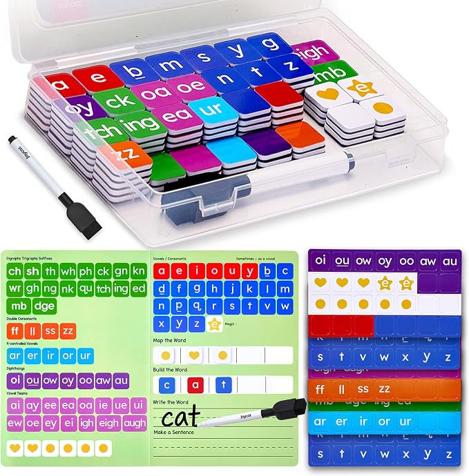 JoyCat 138PCS Magnetic Letter Tiles, ABC Letters, Phonics Word Building by JOYCAT
