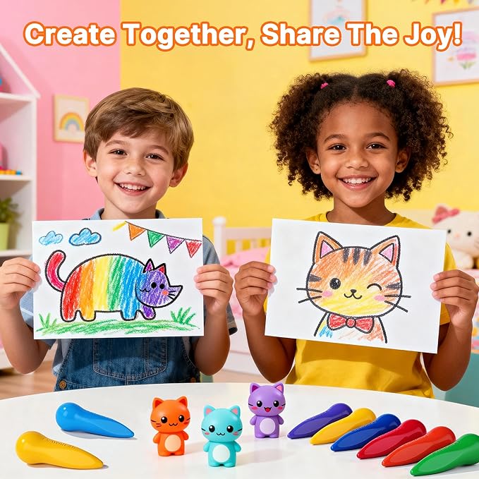 Jumbo Crayons for Toddlers, 18 Pack Washable Non-Toxic Crayons Set with Coloring Pages, Easy-Grip Unbreakable Art Supplies for Preschool, Christmas Stocking Stuffers Gift for Ages 1-3, 2-4