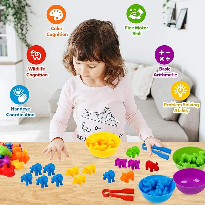 USATDD Counting Animal Toys Color Matching Games Preschool Learning Activities Sorting Stacking Toys Math Couting Educational Sensory Montessori Toy for Toddlers Kids Ages 3 4 5 - Image 5