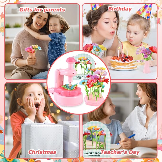 Casuenia Fabric Flower Bouquet Toys for Kids Ages 4-8, STEM Educational Arts & Crafts Toy, DIY Flower Craft Kits Creative Gift for 4 5 6 7 8 Years for Toddler Girl for Birthday Christmas
