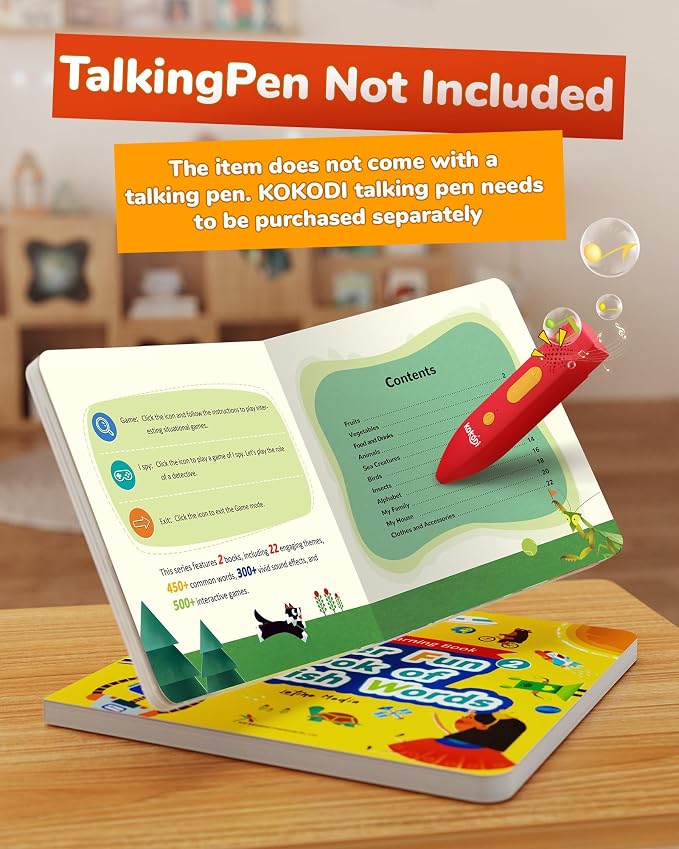 KOKODI Talking Books, 2pcs Vocabulary Books, Interactive Audio Sound Books, Compatible with KOKODI Talking Pen (Vocabulary Books Only, No Pen) - Image 2