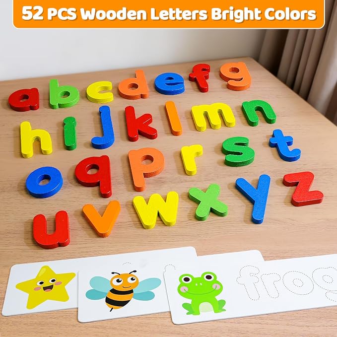 BEESTECH Alphabet ABC Learning Educational Toys for 3 4 5 Years Old Boys Girls, Wooden Puzzle Flash Cards Preschool Activity Letter Matching Games for Kids Toddlers - Image 5