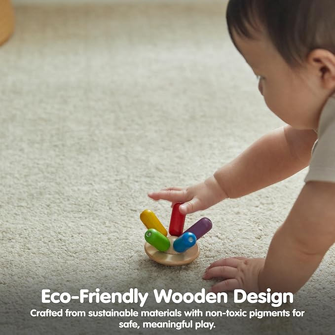 PlanToys® Flexi Jellyfish Wooden Sensory Toy for Tactile Exploration & Coordination | Montessori Grasping Activity for Focus, Movement & Fine-Motor Skills | Eco-Friendly Educational Toy