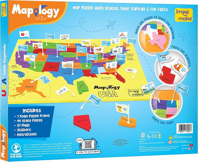 Imagimake Mapology USA Map Jigsaw Puzzle, Learn States, Capitals with Flags - Image 5