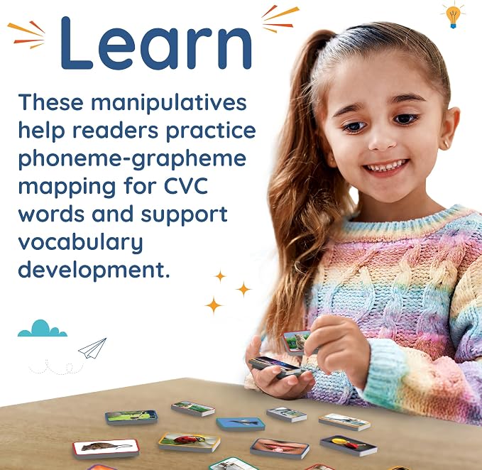 60 Magnetic CVC Photo Objects by Learning Letters. Real-Life Images that depict Words that Follow CVC Patterns. Color-Coded by Short Vowel Sound. Manipulatives for Phonics and Vocabulary Development. - Image 4