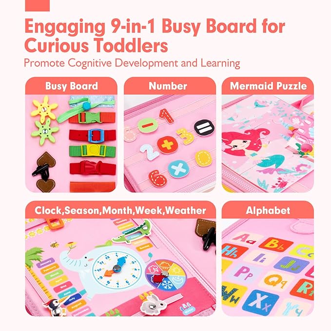 hahaland Busy Board for Toddlers Boys Girls Montessori Toys for 3+ Year Old - Image 2