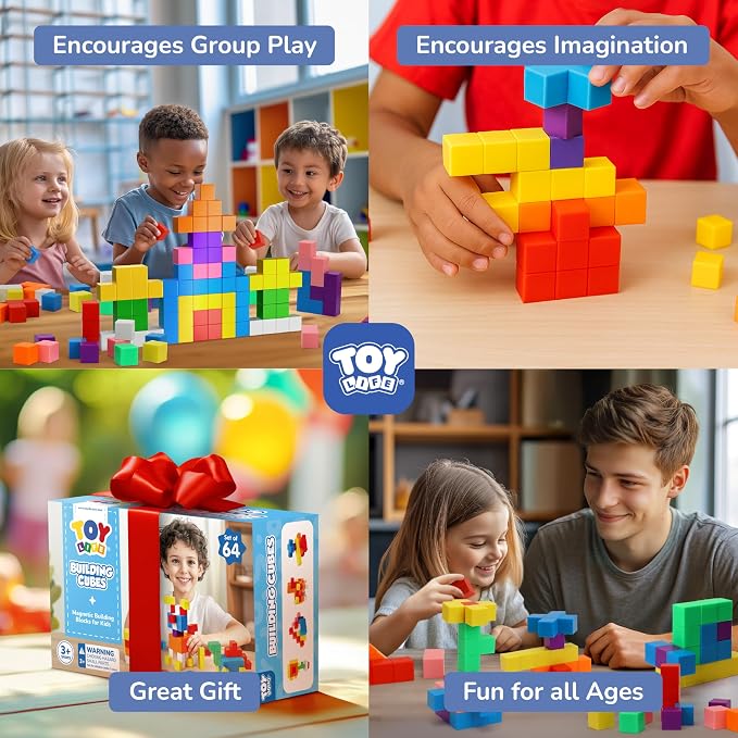 TOY Life Primary Magnetic Blocks, 64-Piece STEM Set, Ages 3-8 - Image 4