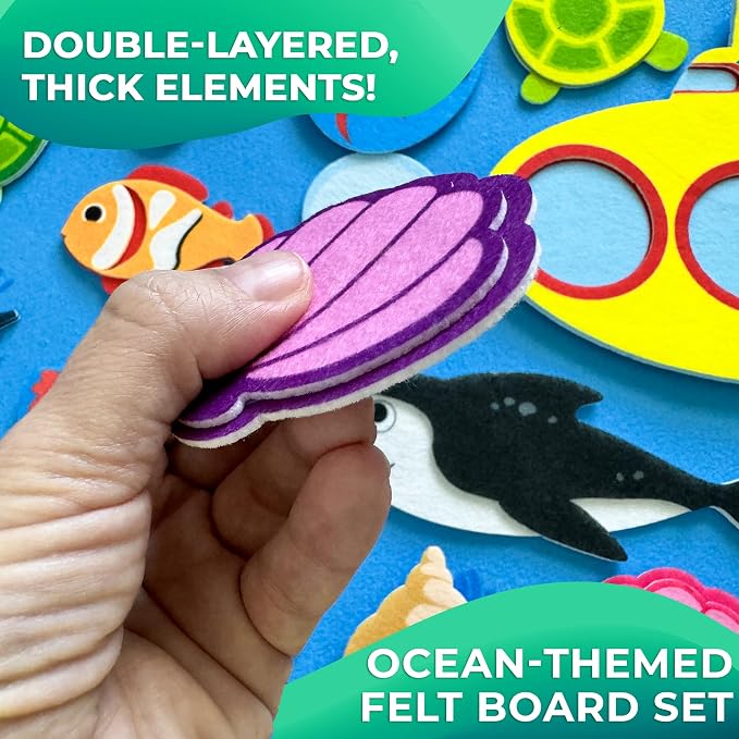 Quokka Ocean Felt Board for Toddlers 61 Pcs - Double-Thick Story Set - Image 2