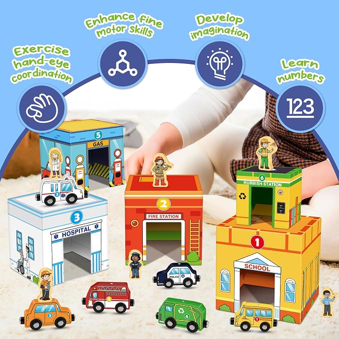 Magnetic Wooden Vehicles & STEM Sorting Blocks – Montessori Toys Age 3+ - Image 5