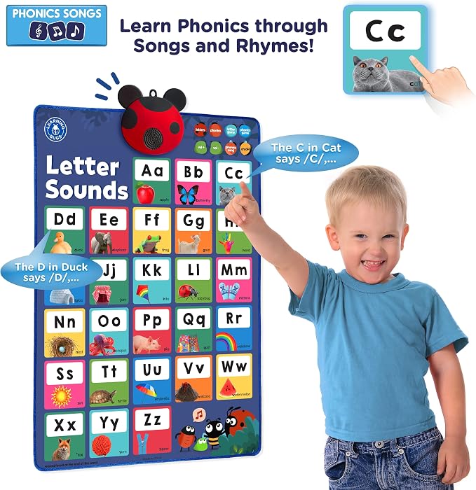 LEARNING BUGS Press to Learn Phonics, Interactive Letters and Sounds Talking Poster, Preschool & Kindergarten Learn to Read, Ages 3+ - Image 5